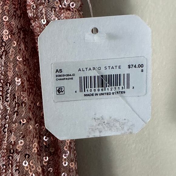 NWT Altar'd State Dorothy Sequin Mini Dress Womens S Pink Going Out Birthday - Picture 5 of 7